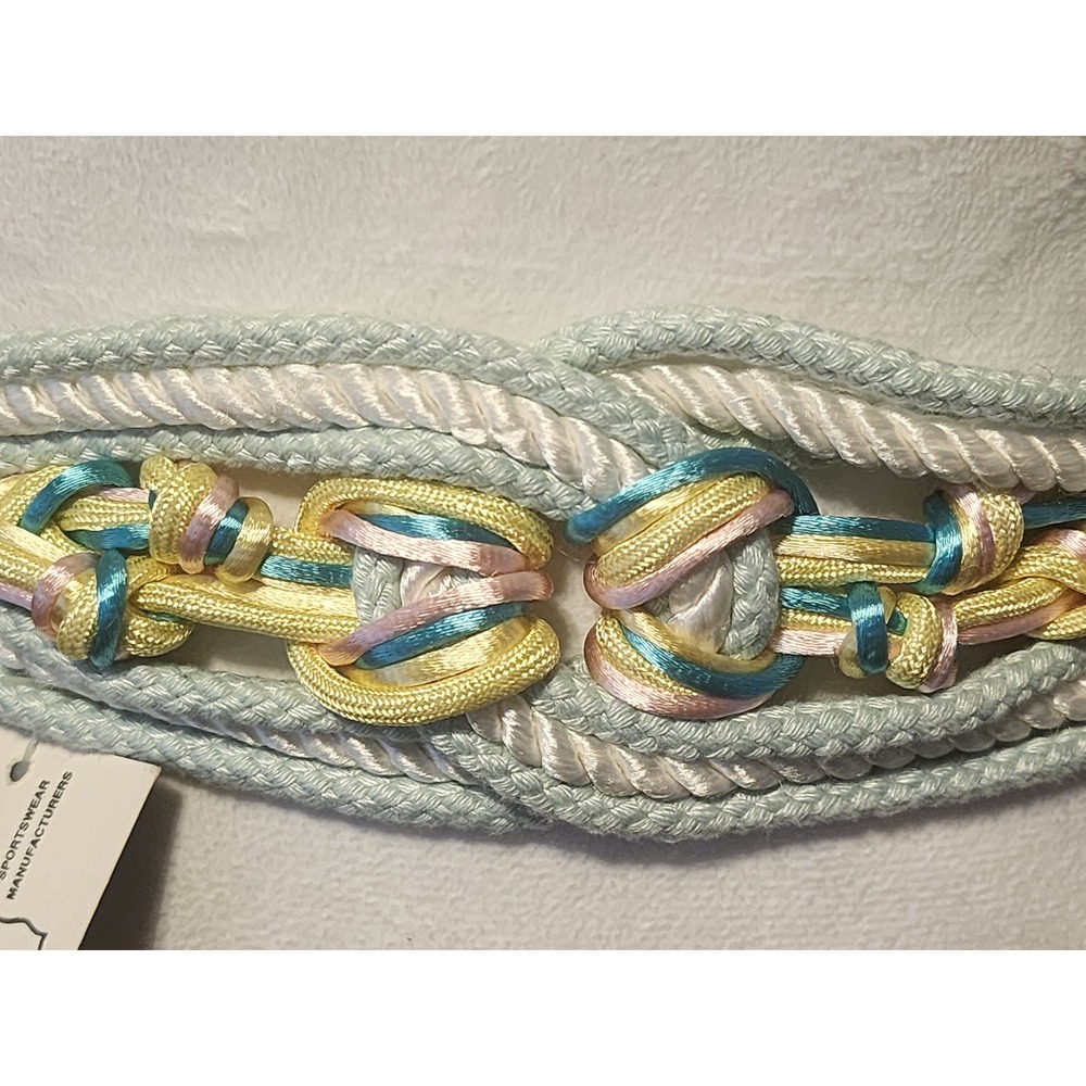 Vintage Eva Sportswear Pastel Braided Rope Nautical Knot Elastic Belt Size S